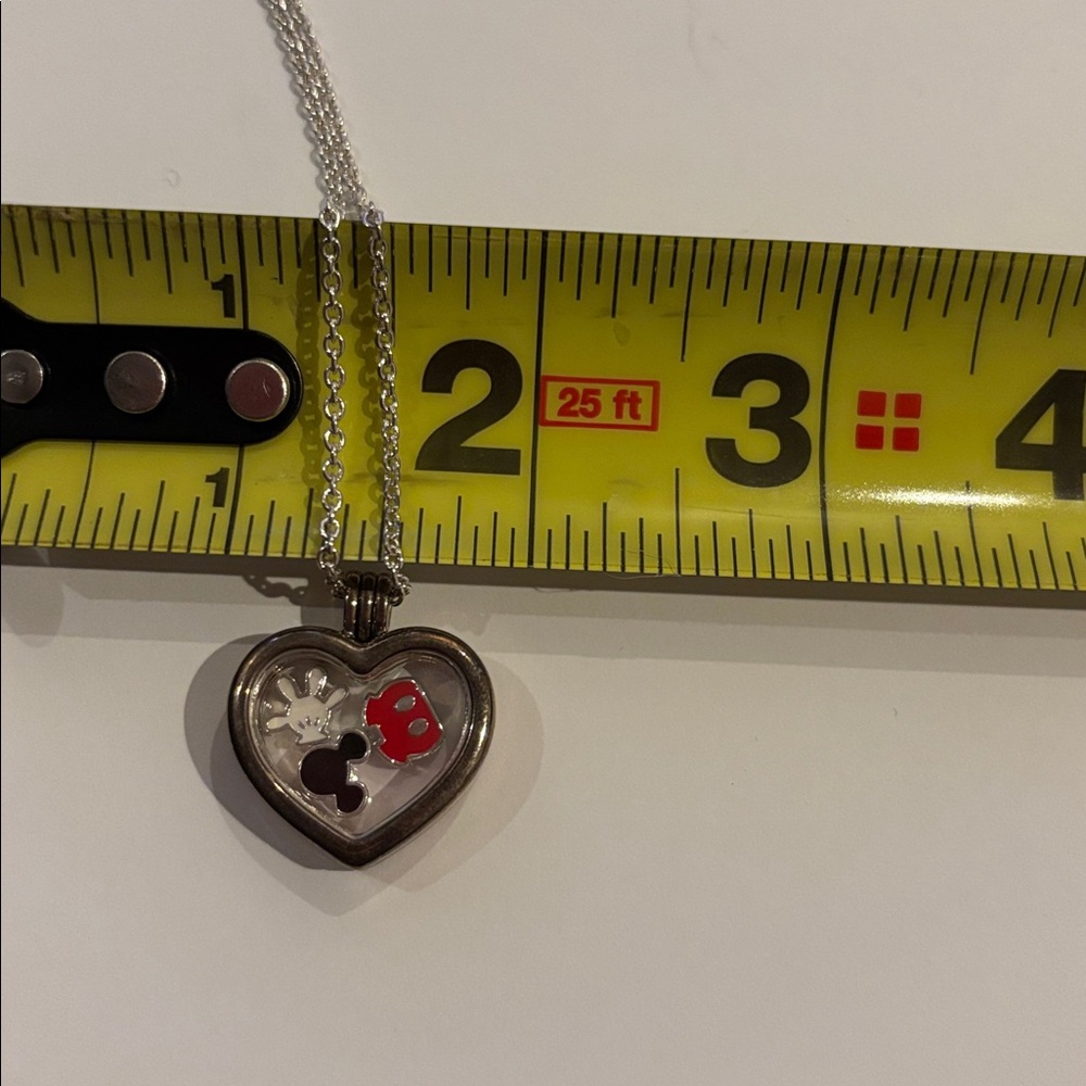 Pandora Heart Necklace with Silver Chain and Disney Mickey Mouse mini charms - Picture 2 of 4